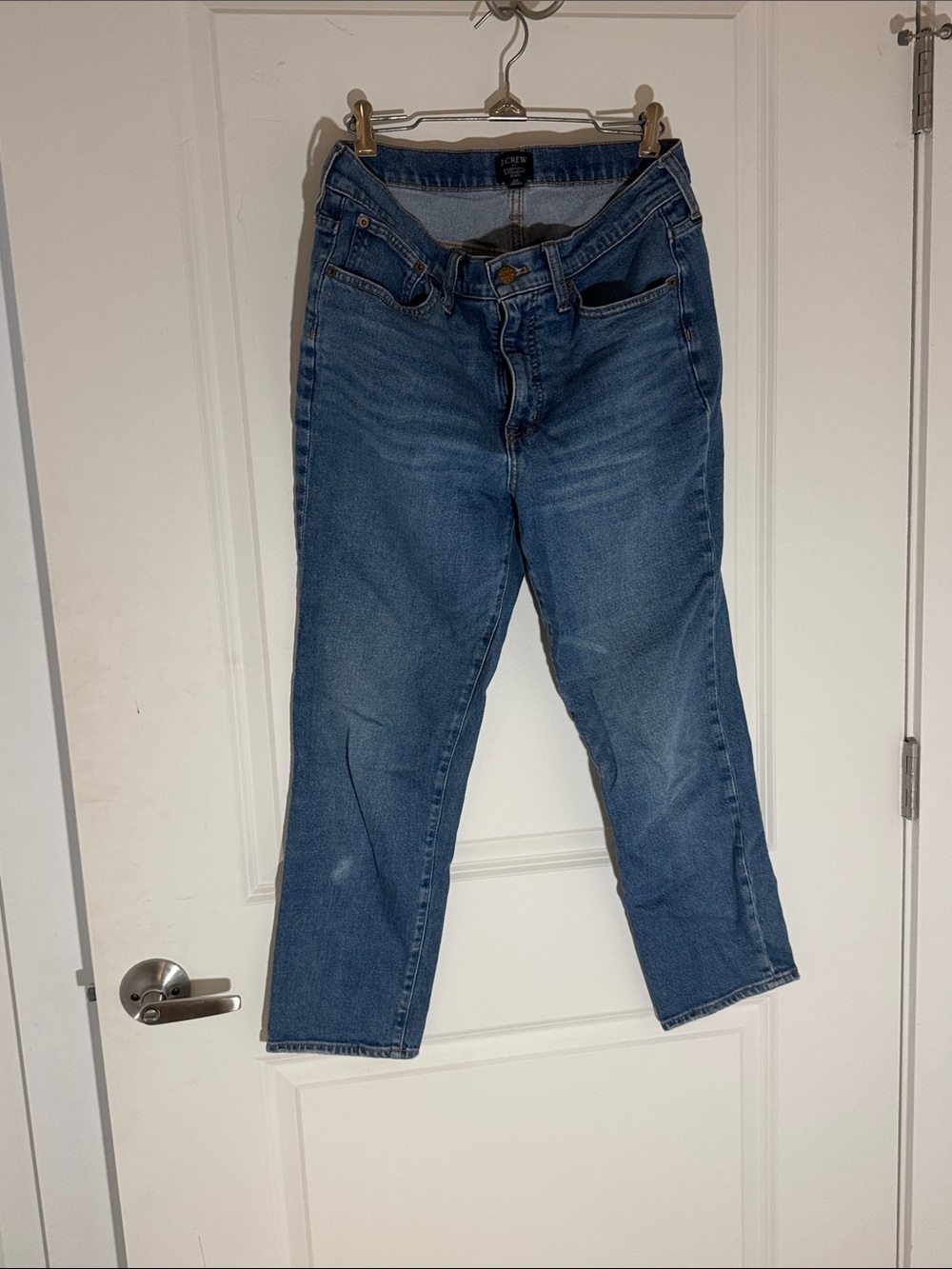 J. Crew Medium Blue Cropped Straight Jeans